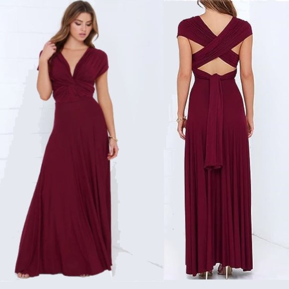 Ravon Infinity Maxi Dress by Von Vonni One Size Burgundy Wear in Many Styles - Picture 4 of 16